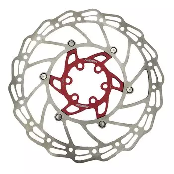 Ротор велосипедный ALHONGA, 180мм, нержавеющая сталь, серебристый/красный, с болтами, HJ-DXR1807-BK