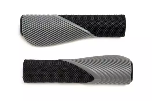 Грипсы велосипедные MTB HUALONG HL-G303-1 130mm, эргономические, резина, черно\серые, HL-G303-1