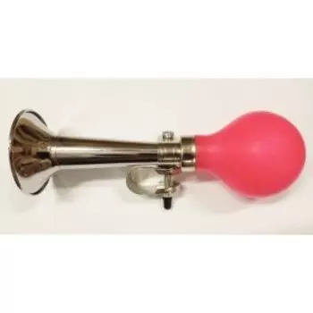 Клаксон велосипедный, металлический, серебристый с розовой грушей, HR 277 pink