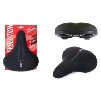 Седло велосипедное EVOLUTION TTG009X , комфорт, 263x227 мм, с эффектом памяти, эластомер, винил, черное, SDEV63227EMBK