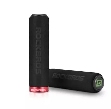 Грипсы велосипедные Rockbros, вспененная резина, с фиксатором, черный/красный, BT1001