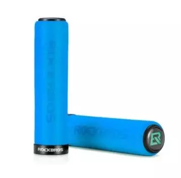 Грипсы велосипедные Rockbros, вспененная резина, с фиксатором, синий/черный, BT1001