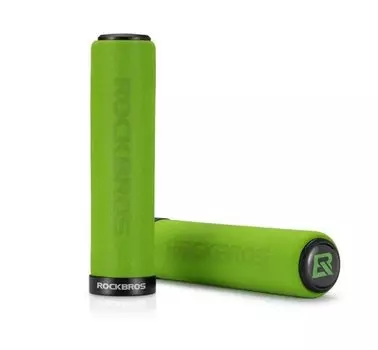 Грипсы велосипедные Rockbros, вспененная резина, с фиксатором, зеленый/черный, BT1001
