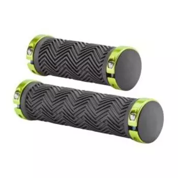 Грипсы велосипедные STELS XH-G125BL, 90 и 130 мм, зеленые кольца, индивидуальная упаковка, черный, 150227
