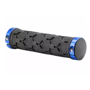 Грипсы велосипедные STELS XH-G181BL, 130 мм, синие кольца, индивидуальная упаковка, чёрные, 150233