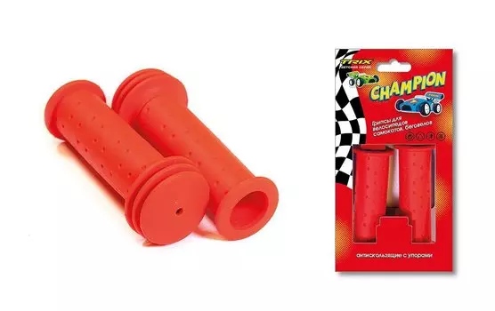 Грипсы велосипедные TRIX Champion, детские, 102 мм, резиновые, красные, GRTXG96CH