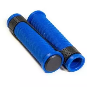 Грипсы велосипедные TRIX, резиновые, 130мм, 2-х компонентные, с заглушками руля, черно-синие, GRTX-305 BLACK-BLUE