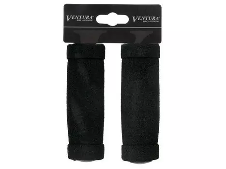 Грипсы велосипедные VENTURA, 120мм, с торцевыми заглушками, пара, черные, 410322