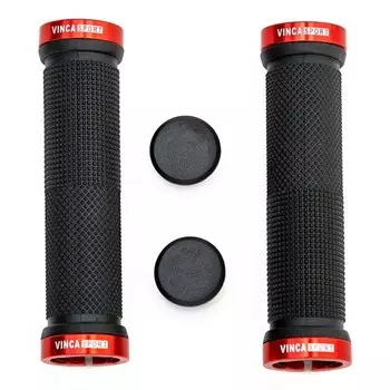 Грипсы велосипедные Vinca чёрные, 129мм, зажим красный, H-G 119 black/red