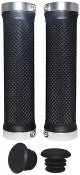 Грипсы велосипедные Vinca Sport, металлический серебристый зажим, 129мм, чёрные, H-G 119 black/silver