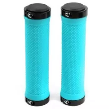 Грипсы велосипедные Vinca Sport, с зажимами, длина 129мм, голубые, зажим черный, H-G 119 light blue/black