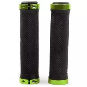 Грипсы велосипедные Vinca Sport. с зажимами, длина 129мм, чёрные, зажим лайм, H-G 119 black/lime