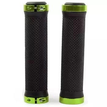 Грипсы велосипедные Vinca Sport. с зажимами, длина 129мм, чёрные, зажим лайм, H-G 119 black/lime