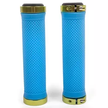 Грипсы велосипедные Vinca Sport синие, 129мм, зажим зелёный, H-G 119 blue/green