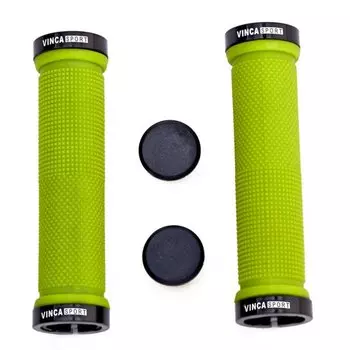 Грипсы велосипедные Vinca Sport зелёные, 129мм, зажим чёрный, H-G 119 green/black