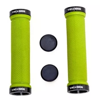 Грипсы велосипедные Vinca Sport зелёные, 129мм, зажим чёрный, H-G 119 green/black