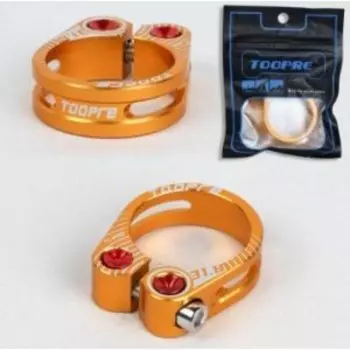 Хомут подседельного штыря TOOPRE под шестигранник облегченный, диаметр 31.8мм, золотой, 740736