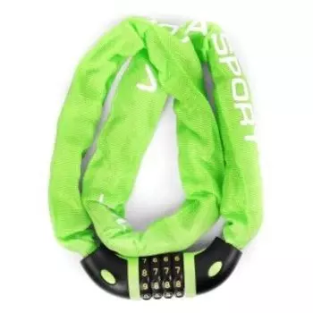 Замок велосипедный Vinca Sport кодовый- цепь 6*1000мм, зеленая оплетка, инд.уп., VS 769 green