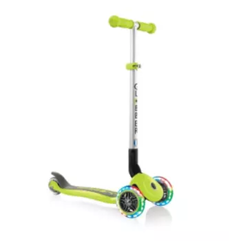 Самокат Globber PRIMO FOLDABLE LIGHTS, трехколесный, складной, светящиеся колеса, зеленый, 432-106
