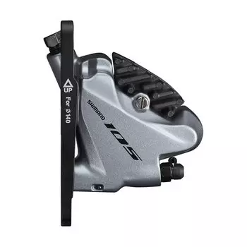 Калипер SHIMANO 105 R7070, передний, гидравлика, flat mount, полимерные колодки L03A, серебро, IBRR7070F4RFS