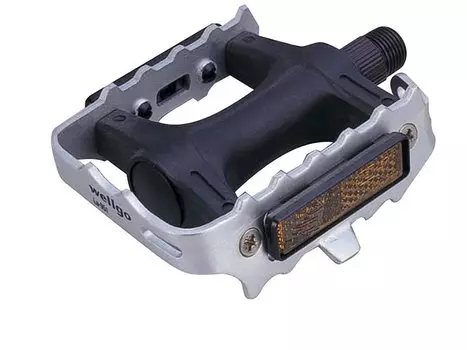 Педали WELLGO LU-951S, МТВ, пластик/сталь, ось из бористой стали, 9/16", серо-чёрные, LU-951S