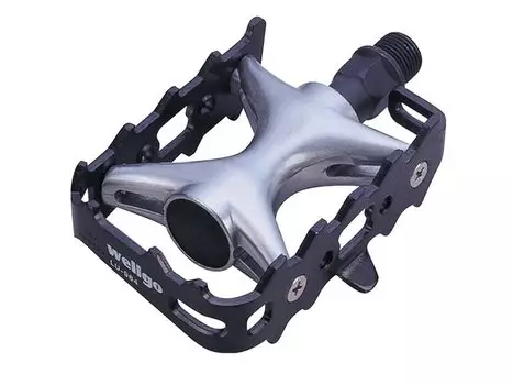 Педали WELLGO LU-964S, МТВ, алюминий/сталь, ось из бористой стали, вес 425г, серо-чёрные, LU-964S