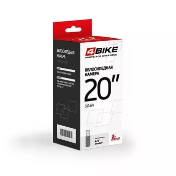Камера велосипедная 4Bike, 20''x3,00, a/v ниппель, чёрный, ARV100005