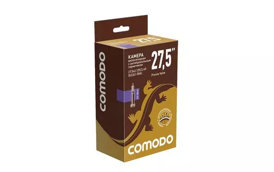 Камера велосипедная COMODO, с антипрокольным герметиком, 27.5x2.125/2.40, FV40 мм, бутиловая, TBCM272125FV48AB