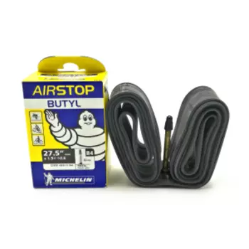 Камера велосипедная MICHELIN B4 AIRSTOP, 27,5"x1,8"/2,4", бутиловая, велониппель (преста), в упаковке, MIC_565082