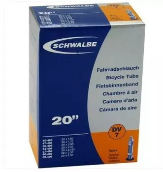 Камера велосипедная SCHWALBE Nr. 07, (DV 40mm), 20x1,50-2,50 (40/62-406), 10415611, A1299