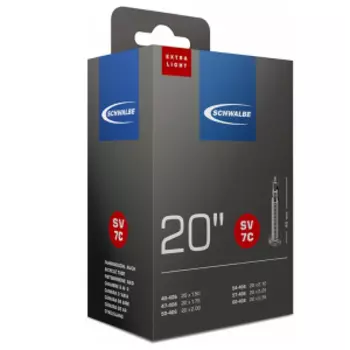 Камера велосипедная SCHWALBE SV7C, EXTRA LIGHT, 20" (40/60-406), спортниппель IB 40 mm, 05-10415713