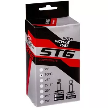 Камера велосипедная STG, бутил, 700*18/25С, велониппель 48 мм, в коробке, Х86770