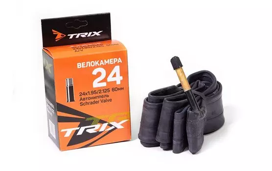 Камера велосипедная TRIX, 24x1.95/2.125 мм, автониппель 60 мм, бутиловая, 60