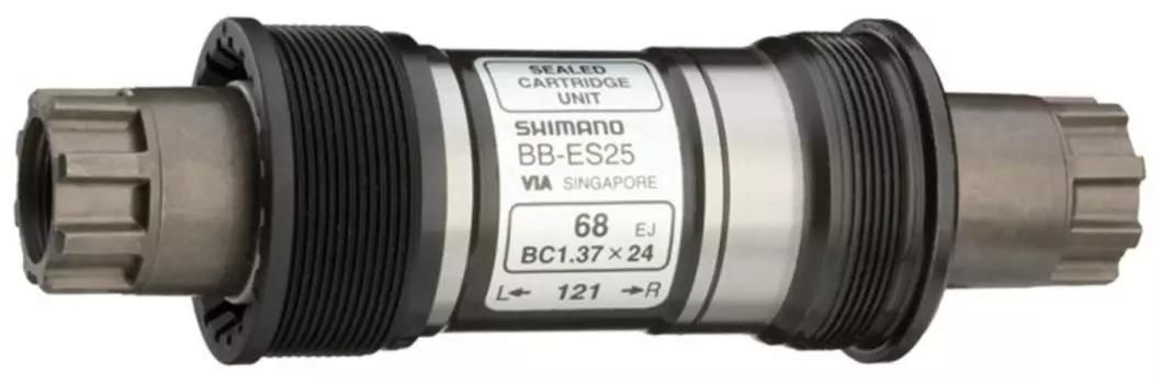 Каретка SHIMANO BB-ES25, шлицевая вал 118мм, резьба BSA 68мм, без болтов, ABBES25B18