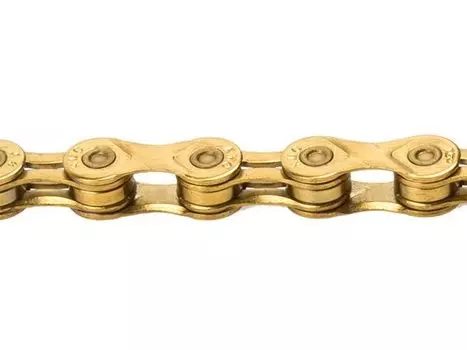 Велоцепь KMC Х9L GOLD, 9 скоростей, 1/2x11/128, 112 звеньев, Shimano/Campagnolo/SRAM, с замком, 300854