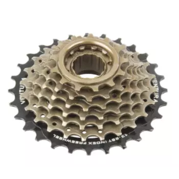 Кассета-трещотка велосипедная VENTURA FREEWHEEL, 7 скоростей, 7х14-28, черно-коричневая, 5-700139