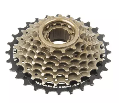 Кассета-трещотка велосипедная VENTURA FREEWHEEL, 7 скоростей, 7х14-28, черно-коричневая, 5-700139