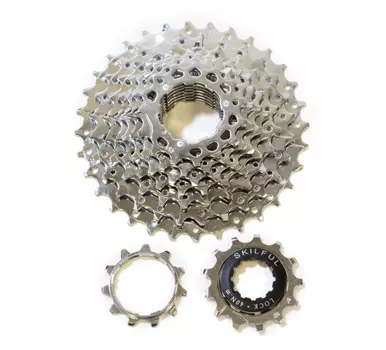 Кассета велосипедная Skilful, 9 скоростей, зубья 11-32, сталь, никелированная, CS-M300