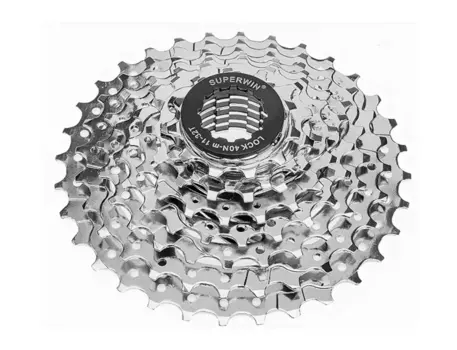 Кассета велосипедная Superwin, 8 скоростей, зубья 11-32, сталь, хромированная, CS-M220