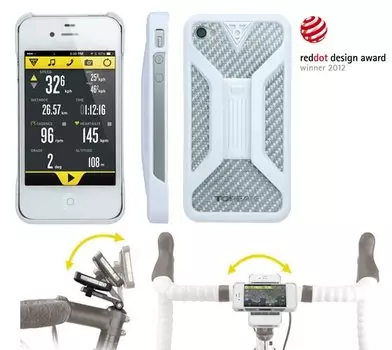 Кейс TOPEAK RideCase for i4/4s, с креплнием на руль, белый TT9832W