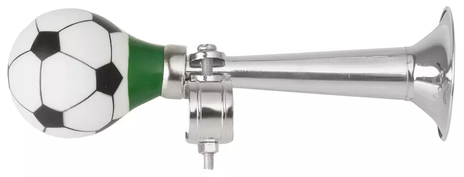 Клаксон прямой JOY KIE, "футбольный мяч", сталь/резина, хромированный, серо-бело-черный, 5-422009