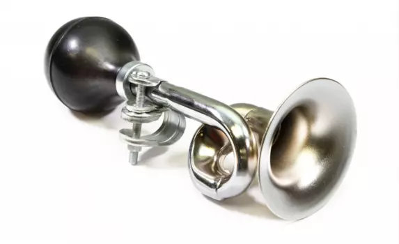 Клаксон TRIX, хром, гнутый рожок, резиновая груша, XN-10-08