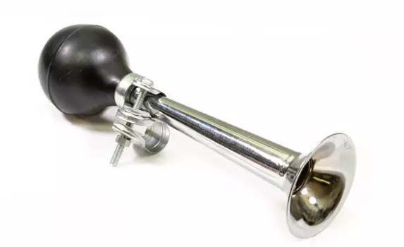 Клаксон велосипедный TRIX, механический, один рожок, 56х200 мм, металл/резина, черно-серебристый, XN-10-18