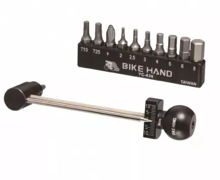 Ключ динамометрический Bike Hand, 2-10NM, 2/2.5/3/4/5/6/8mm/+/T10/T25, YC-636