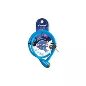 Замок противоугонный TRIX Cosmic детский, трос стальной, с ключами 12800мм, в пластиковой оболочке, LKTX12800KYCS