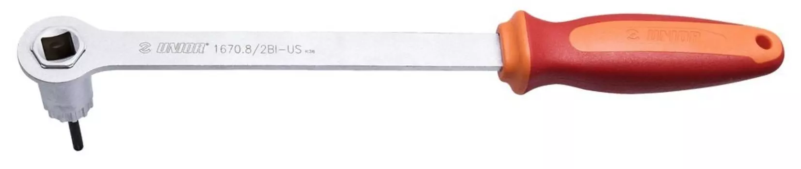 Ключ UNIOR для установки и снятия кассеты, Shimano, с рукояткой красный, 624932