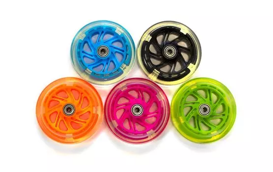 Колесо для детского самоката TRIX, 120мм, с подшипниками ABEC 7, переднее, светящееся, пластик, 120 мм, черное