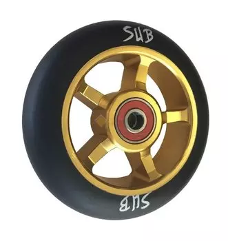 Колесо для ТРЮКОВОГО самоката HORST, алюминиевый с подшипником ABEC9 100мм SUB золотисто-черное, 00-180104
