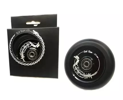 Колесо для трюкового самоката TechTeam Hollow, 100 мм, алюминий, с подшипником, черный, WheelHollow100bla