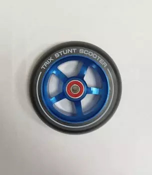 Колесо для трюкового самоката TRIX, 115x30мм, с подшипниками ABEC 9, алюминий, синее, 115MM-BL